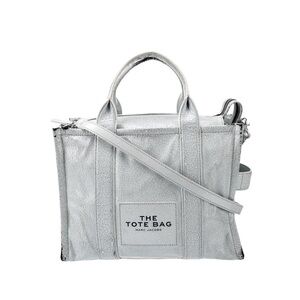Marc Jacobs Silver Tote with Adjustable Strap and Structured Design